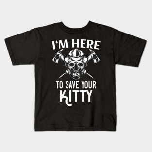 Funny Firefighter Saves Kitty Firemen Kids T-Shirt